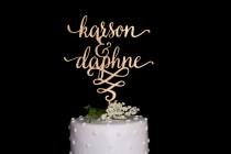 wedding photo - Custom Calligraphy Name & Name Wedding Cake Topper-Gold