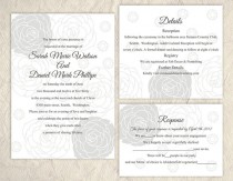 wedding photo -  Printable Wedding Invitation Suite Printable Invitation Gray Wedding Invitation Floral Rose Invitation Download Invitation Edited jpeg file