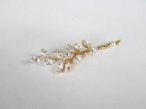wedding photo - Crystal hair pin, Bridal crystal bobby pin, Leaf crystal hair clip, Wedding crystal bobby pin, Leaf crystal bobby pin,