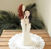 wedding photo - Same Sex Wedding Cake Toppers - Couple Sculpture