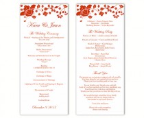wedding photo -  Wedding Program Template DIY Editable Word File Instant Download Program Red Wedding Program Floral Program Printable Wedding Program 4x9.25
