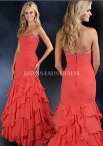 wedding photo -  Buy Australia Mermaid sparkle Strapless Light Red Chiffon Layers Skirt Long Evening Dress/ Prom Dresses at AU$161.57 - Dress4Australia.com.au