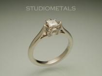 wedding photo - Lotus Ring, Diamond Engagement Ring, Princess Cut Diamond, .5 Carat Engagement Ring, R525