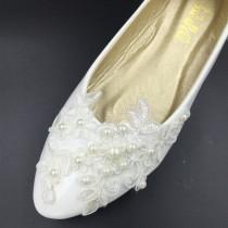 wedding photo - Vintage Lace Wedding Shoes,Bridal Ballet Shoes,Lace Flats Shoes,Women Wedding Shoes,Comfortable Bridal flats