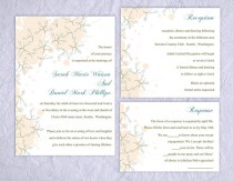 wedding photo -  DIY Wedding Invitation Template Set Editable Word File Instant Download Printable Peach Invitation Leaf Wedding Invitation Blue Invitations