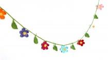 wedding photo - Crochet flowers and leaves garland - wedding, party, spring summer decoration