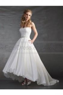 wedding photo -  Asymmetric Beaded Sweep Train Satin White Wedding Dresses 2013