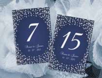wedding photo -  DIY Printable Wedding Table Number Template | Editable MS Word file | 4 x 6 | Instant Download | Navy Blue Diamond Shower