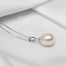 wedding photo - drop pearl pendant,9-9.5mm freshwater pearl drop pendant, ivory white tear drop pearl pendant,sterling silver pearl pendant PD015