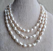 wedding photo - baroque pearl Necklace-pearl jewelry, 55 inches 10-12mm Freshwater Pearl Necklace,long pearl necklace,big pearl necklace, mother necklace