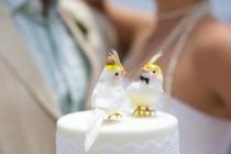 wedding photo - Punk Rock Cockatiel Wedding Cake Topper: Fun Bride and Groom Love Bird Cake Topper -- LoveNesting Wedding Cake Toppers