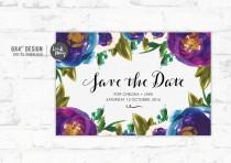 wedding photo - Wedding Save the Date Invitation 6x4" - Wedding - Painted Flowers - personalised printable downloadable design