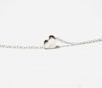 wedding photo -  Tiny Silver Heart Necklace, Little Heart, Sterling Silver Chain, Minimalist Jewelry, Silver Heart Necklace, Floating Heart Pendant