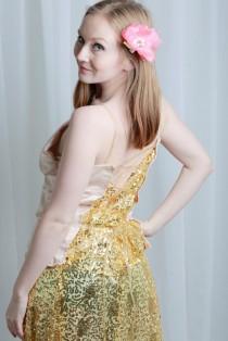 wedding photo - Satin and Sequin low back top with corset back--in gold and champagne, gold and blush, black, or silver