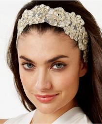 wedding photo - Josette Delicate Flower Embroidered Stone Headwrap