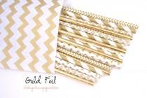 wedding photo - GOLD FOIL -Foil Straws *Gold Foil straws -Paper Straws *GOLD -Wedding decor -Gold mini polkadots -Straws -Gold Damask *Wedding Decor *Stripe