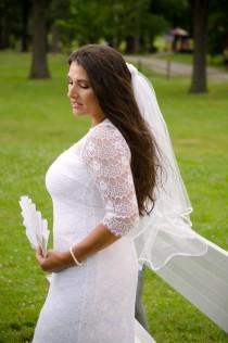 wedding photo - Cascade Satin Ribbon Wedding Veil