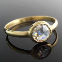 wedding photo - SALE - Rose Cut Moissanite and 18k Gold Ring, Moissanite Engagement Ring, Alternative Engagement Ring