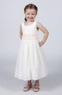 wedding photo - White Flowergirl Dress with Sash In Different Colours To Match Your Bridesmaids