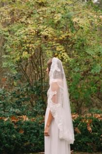 wedding photo - Wedding veil, Dotted Point d' Esprit  Veil, Bridal Veil, Swiss Dot Veil --DAPHNE