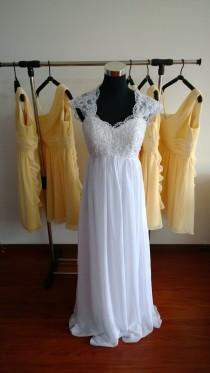 wedding photo - lace bridesmaid Dress Chiffon Prom Dresses Lace Dresses Hand made Dresses Plus size Dresses Lace Wedding Dresses