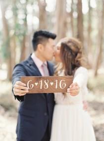wedding photo - save the date engagement photoshoot sign / custom wedding date wooden sign.