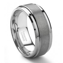wedding photo - 9MM Tungsten Carbide Men's Wedding Band Ring in Comfort Fit and Matte Finish Size 7-16