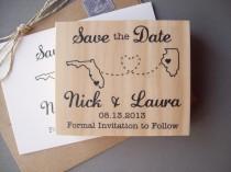 wedding photo - Save the Date Rubber Stamp with Connecting States or Countries, DIY Wanderlust Wedding Destination Wedding