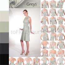 wedding photo - Short infinity dress in GREYS, A-LINE Free-Style Dress, infinity wrap dress, mismatched dress, ombre convertible bridesmaid dress, cocktail