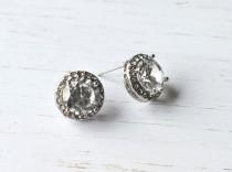 wedding photo - Vintage Style Button Earrings, Bridal Stud Earrings, Wedding Earring Studs, Rhinestone Button Earrings, 1920s Button Earrings - 'KIERA'