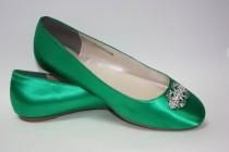 wedding photo - Wedding Shoes - Emerald Green - Flat Wedding Shoe - Ballet Slipper Green Wedding Shoes - Bridal Shoe - Flats - Ballet Flats  Over 200 Colors