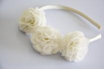 wedding photo - Flower Girl Headband - Girl Hairband - Wedding Hair Piece - Bridal Hair Accessories - Ivory Flower - Bridesmaid - Flower Crown