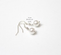 wedding photo -  Pearl Earrings, Bridesmaid Earrings, Pearl Drop Earrings, Swarovski Pearl Earrings, Pearls in Sterling Silver, 8 mm Pearls