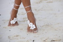 wedding photo - Spring flowers barefoot sandal, beach wedding barefoot sandals, bangle, wedding anklet,nude shoes,barefoot sandals