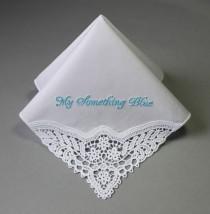 wedding photo - Something Blue Personalized Wedding Handkerchief (#MFP) Embroidered