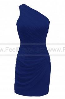 wedding photo -  Chic One Shoulder Beaded Chiffon Sheath Cocktail Gown Homecoming Dress