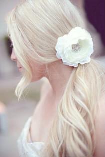 wedding photo - Flower Hair Clip - Flower for Hair - Flower Clip with Rhinestone Center
