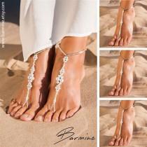 wedding photo - Matching set of bridal party barefoot sandals-Bridal jewelry-Bridesmaid jewelry-Maid of Honor-Bridesmaids gift-Anklet-Wedding Accessories