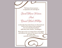 wedding photo -  DIY Wedding Invitation Template Editable Word File Instant Download Printable Invitation Brown Wedding Invitation Elegant Pink Invitations