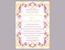 wedding photo -  DIY Wedding Invitation Template Editable Word File Instant Download Elegant Printable Invitation Pink Wedding Invitation Yellow Invitations