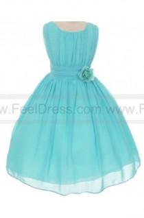 wedding photo -  Ball Gown Wrinkled Chiffon Special Knee-length Flowers Girls Dresses