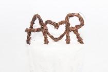 wedding photo - Rustic Cake Topper - Personalized Initials - Heart - Grapevine - Print Wrap Style