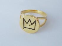 wedding photo - Jean-Michel Basquiat's Crown Ring,Personalized Crown Ring,Engraved Crown Ring,Special Gift