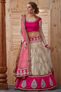 wedding photo -  Pink Shantali Net Bridal Lehenga with Gota Work
