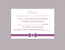 wedding photo -  DIY Wedding RSVP Template Editable Word File Instant Download Rsvp Template Printable RSVP Card Eggplant Purple Rsvp Card Bow Rsvp Card