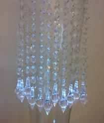 wedding photo - 25 HANGING CRYSTALS - 14 Inch Long Crystal Garlands with Elegant CHANDELIER Pendants for Centerpieces, With or Without 2" Swirly Hooks