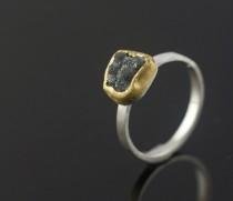 wedding photo - Engagement Ring Rough Diamond in 22k Recycled Gold Eco Friendly Metal