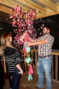 wedding photo - GOLD Baby Gender Reveal Balloon / 36" Confetti Filled Balloon / Island Pink, Mint & Gold Tassel Tail Balloon / It's a Boy / It's a Girl