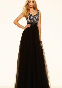wedding photo -  Buy Australia 2016 Black A-line Straps Ruched Beaded Lace Organza Floor Length Evening Dress/ Prom Dresses 98040 at AU$168.30 - Dress4Australia.com.au