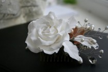 wedding photo -  Wedding hair accessories, Bridal flower comb - white rose, Wedding Hair flower, Bridal pearl comb, Bridal headpiece, Bridal hair accessory